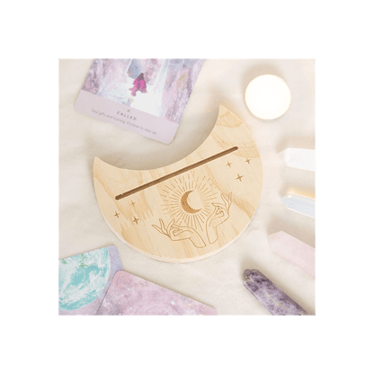 Natural Mystical Hands Crescent Moon Card Stand