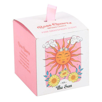 Sun Rose Quartz Crystal Chip Candle