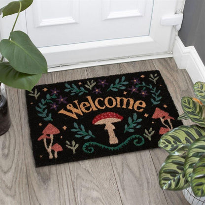 Black Mushroom Welcome Doormat