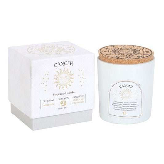 Small Cancer Orange & Chamomile Gemstone Zodiac Candle