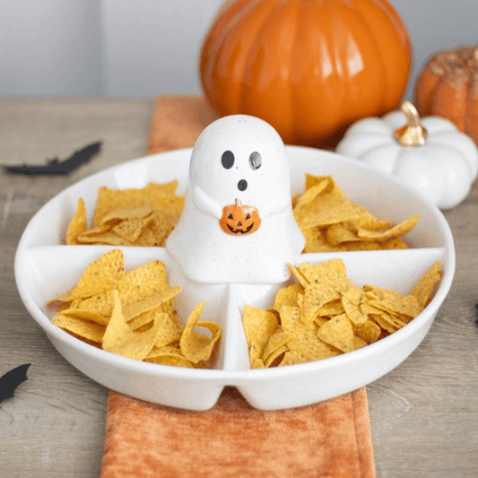 Ceramic Ghost Chip & Dip Snack Dish