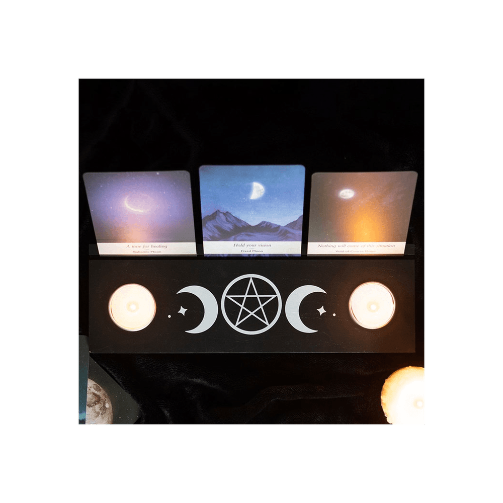 Black Triple Moon Card Stand Tealight Holder