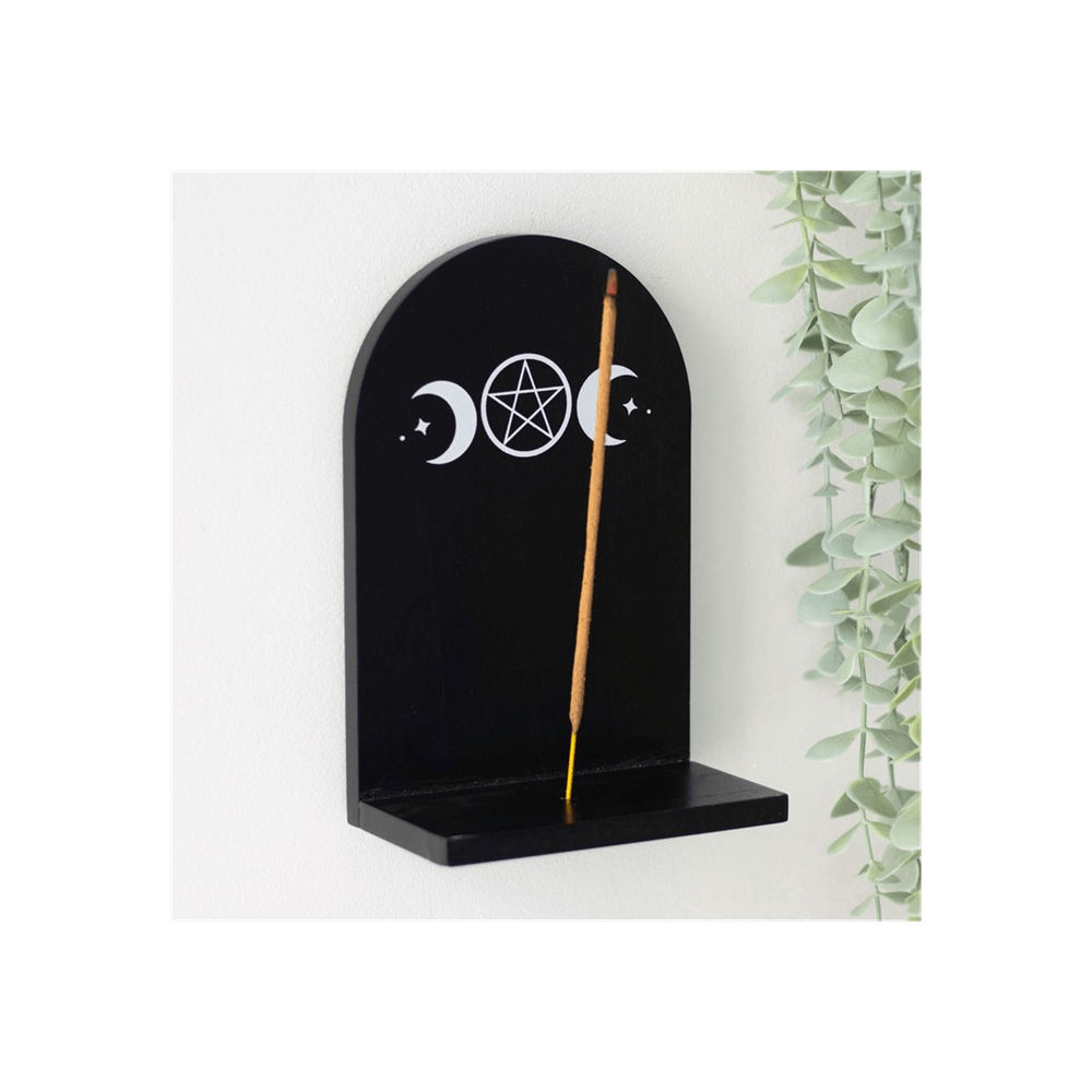 Black Triple Moon Incense Holder Shelf