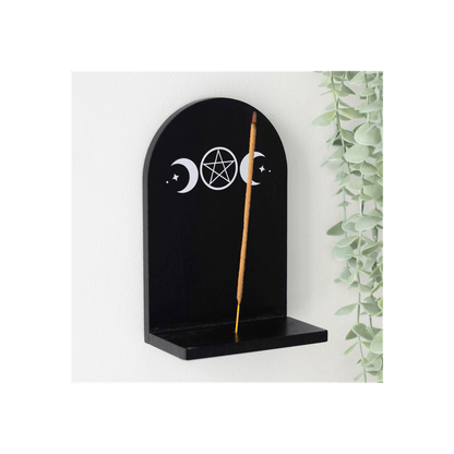 Black Triple Moon Incense Holder Shelf