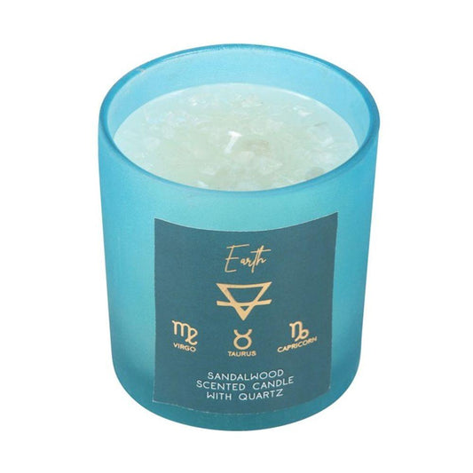 Small Earth Element Sandalwood Crystal Chip Candle