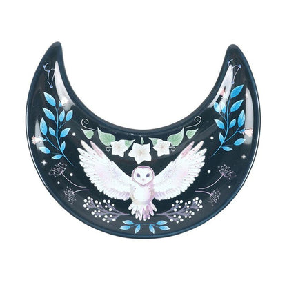 Crescent Moon Owl Trinket Dish