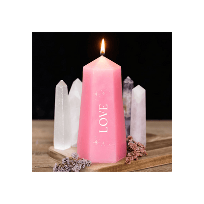 Love Crystal Candle with Rough Rose Quartz