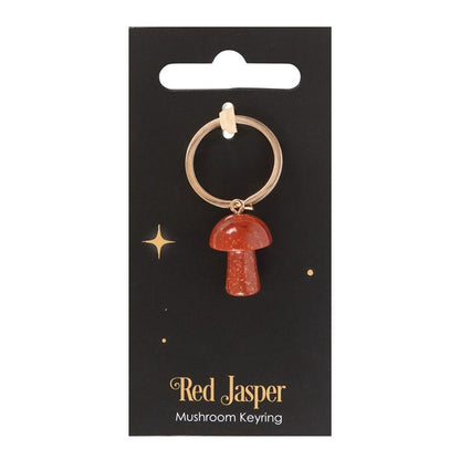 Red Jasper Crystal Mushroom Keyring