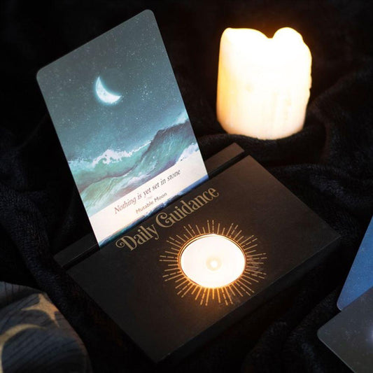 Black Daily Guidance Card Stand Tealight Holder