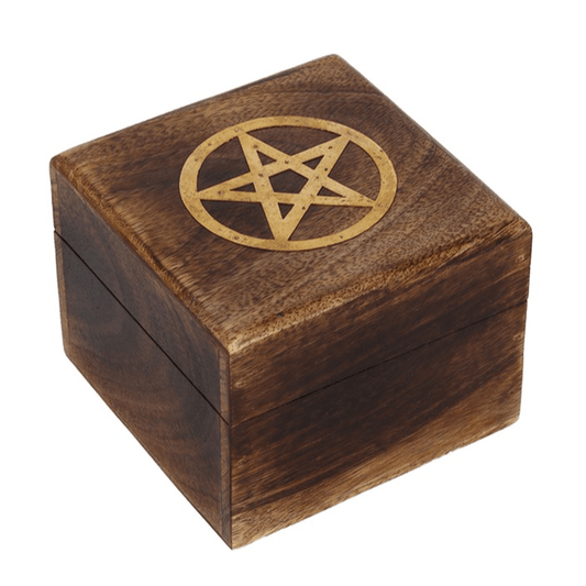 Pentagram Brass Inlay Wooden Box