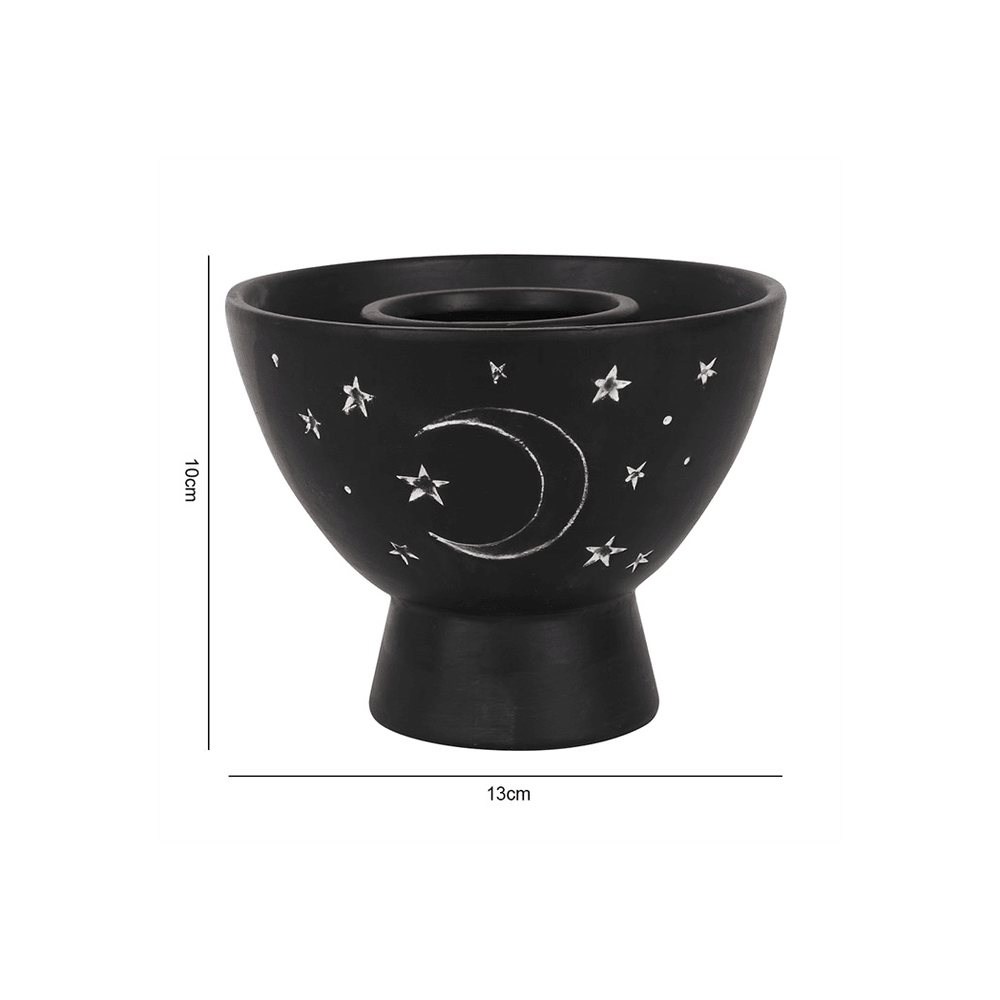 Black Moon and Stars Terracotta Smudge Bowl