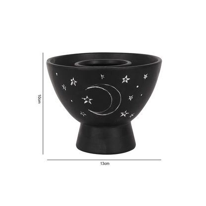 Black Moon and Stars Terracotta Smudge Bowl