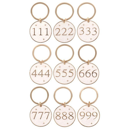 Pack of 9 Angel Number Keyrings