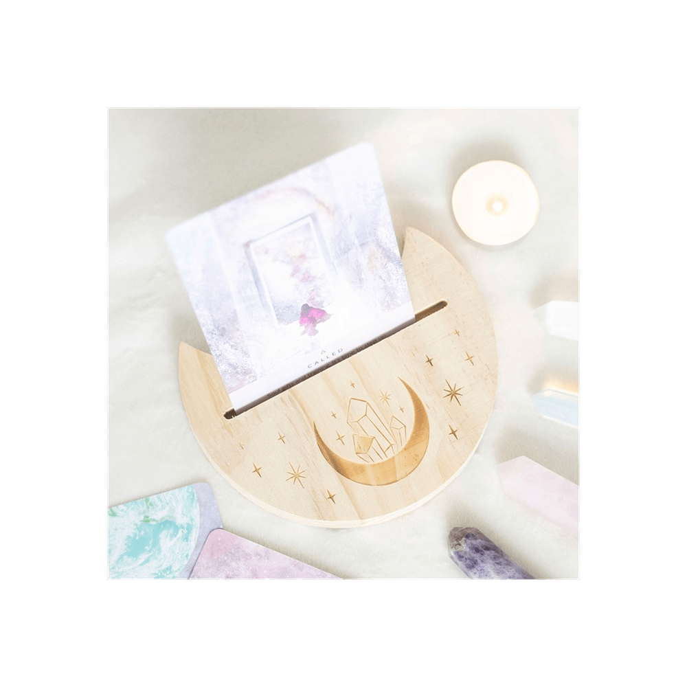 Natural Crystal Crescent Moon Card Stand