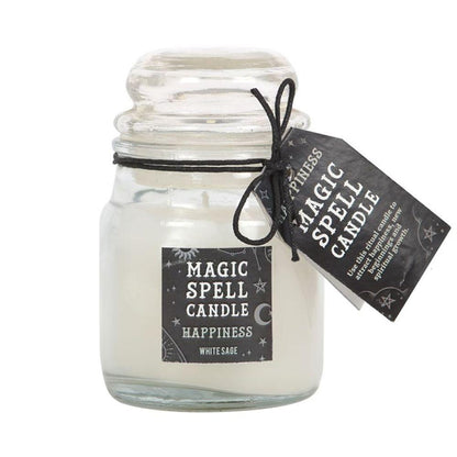 Small White Sage 'Happiness' Spell Candle Jar