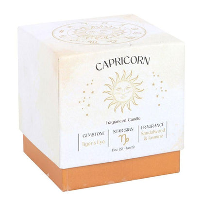 Small Capricorn Sandalwood & Jasmine Gemstone Zodiac Candle