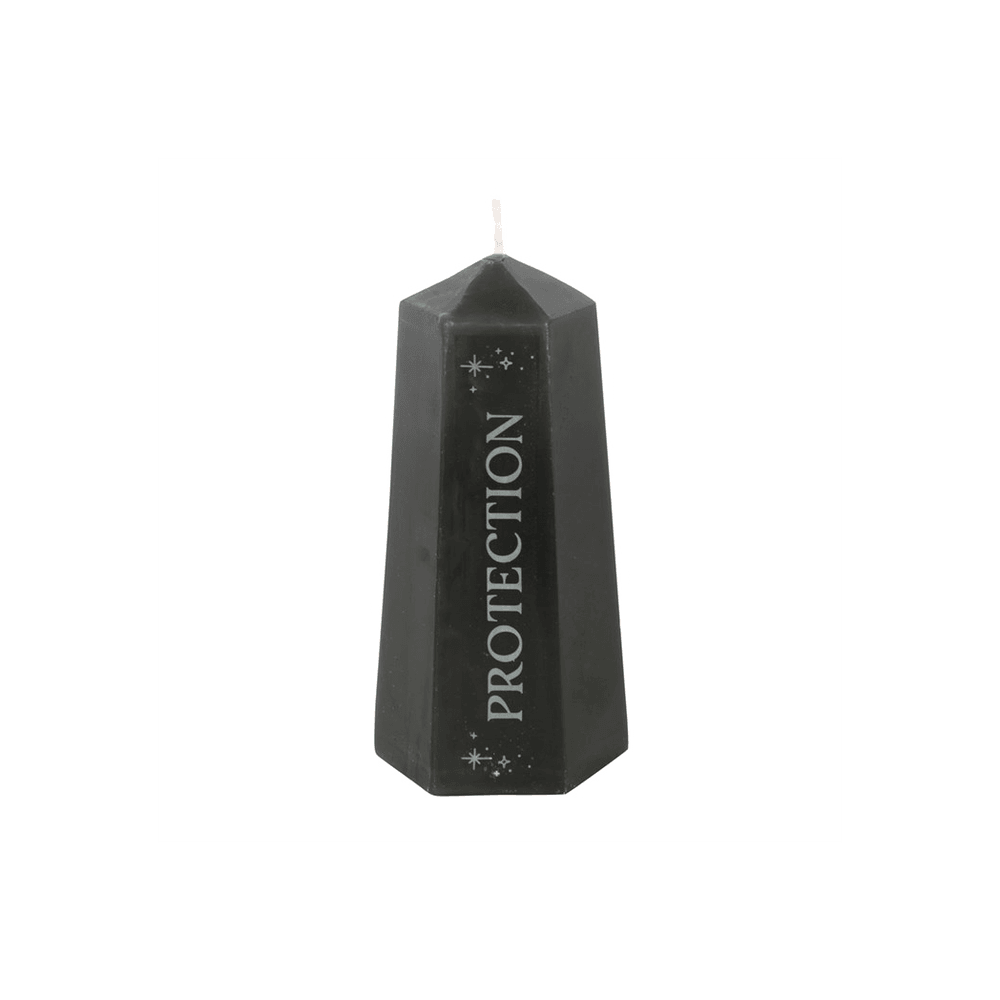 Protection Crystal Candle with Rough Black Obsidian