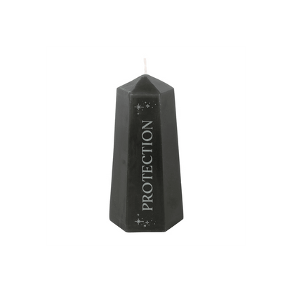 Protection Crystal Candle with Rough Black Obsidian