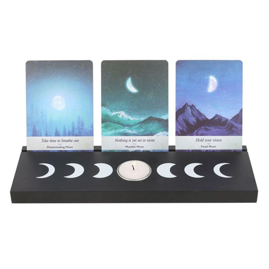 Black Moon Phase Card Stand Tealight Holder