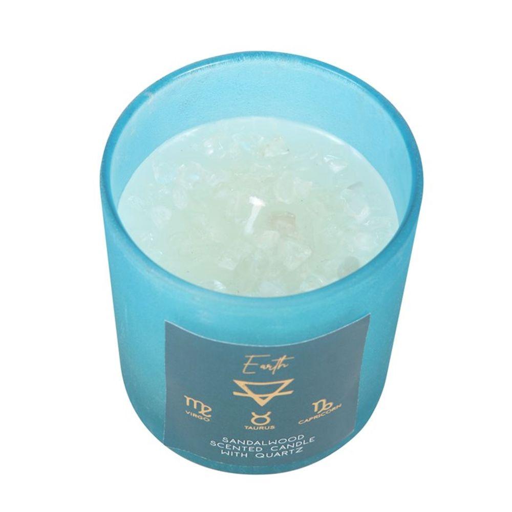 Small Earth Element Sandalwood Crystal Chip Candle