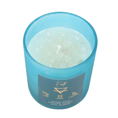 Small Earth Element Sandalwood Crystal Chip Candle