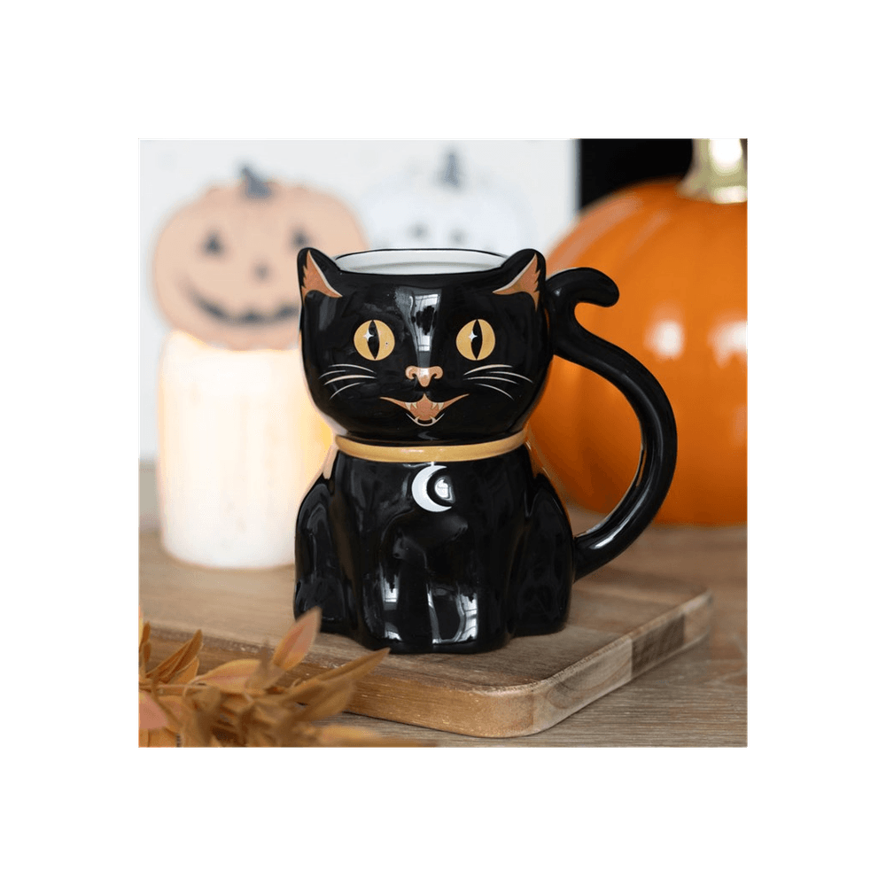 Spooky Black Cat Shaped Mug
