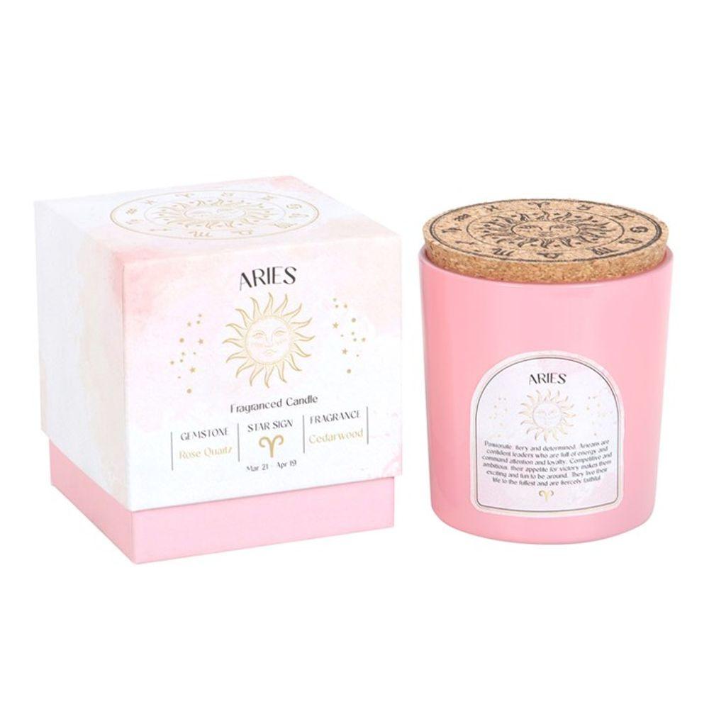 Small Aries Cedarwood Gemstone Zodiac Candle