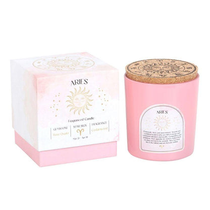 Small Aries Cedarwood Gemstone Zodiac Candle