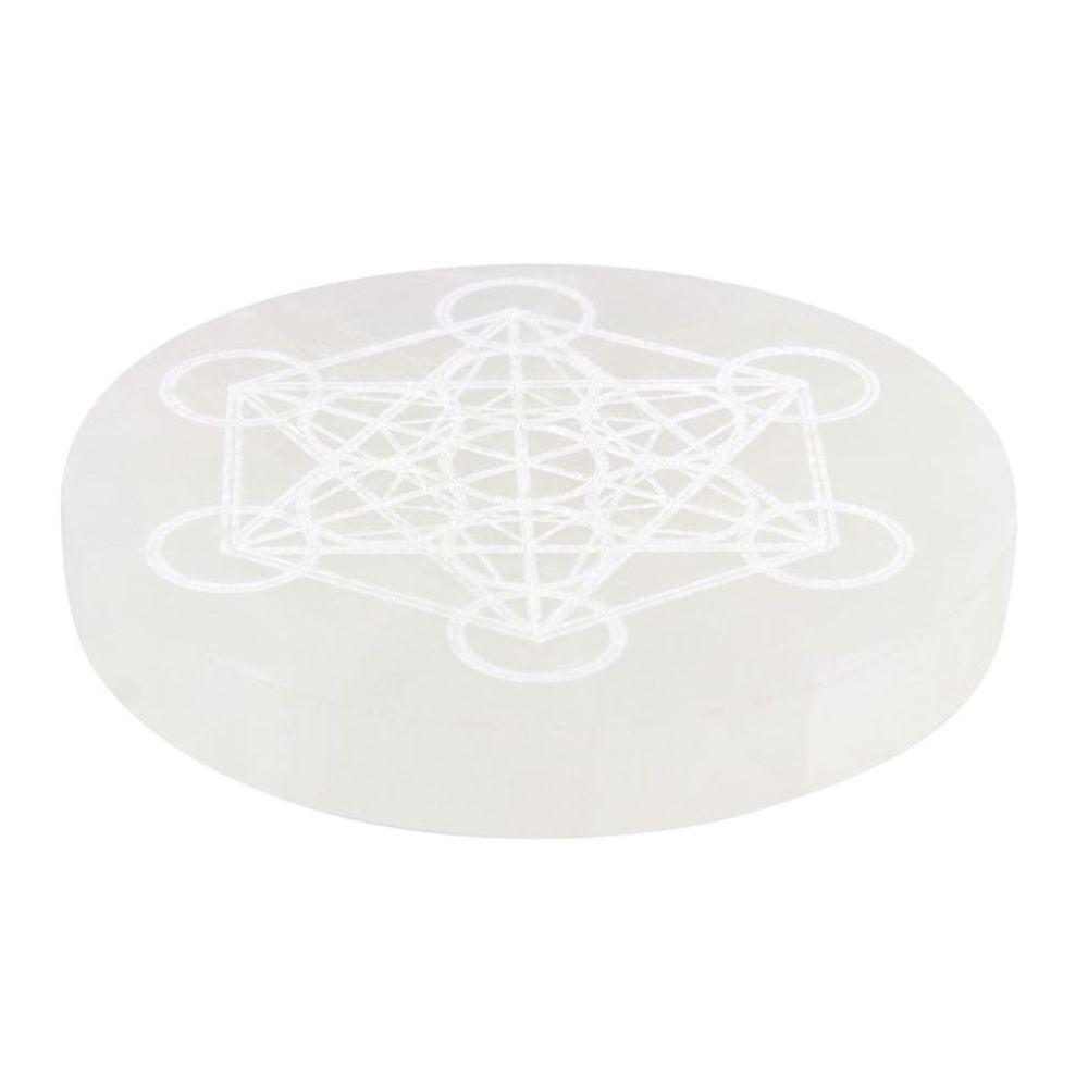 Selenite Metatron's Cube Crystal Charging Plate