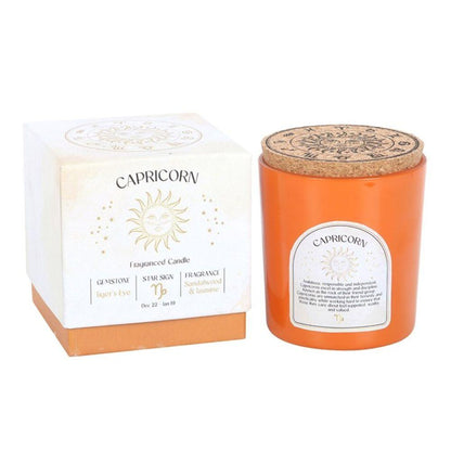 Small Capricorn Sandalwood & Jasmine Gemstone Zodiac Candle
