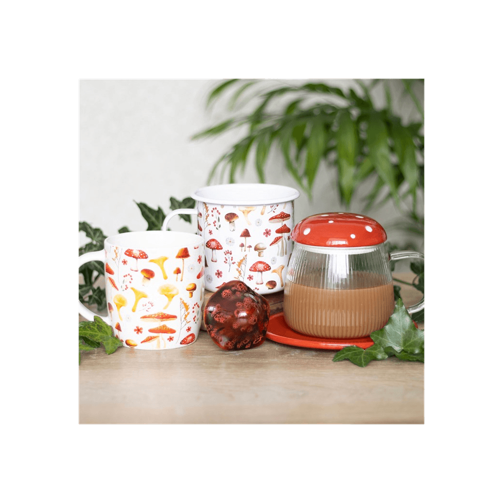 Glass Mushroom Mug and Saucer