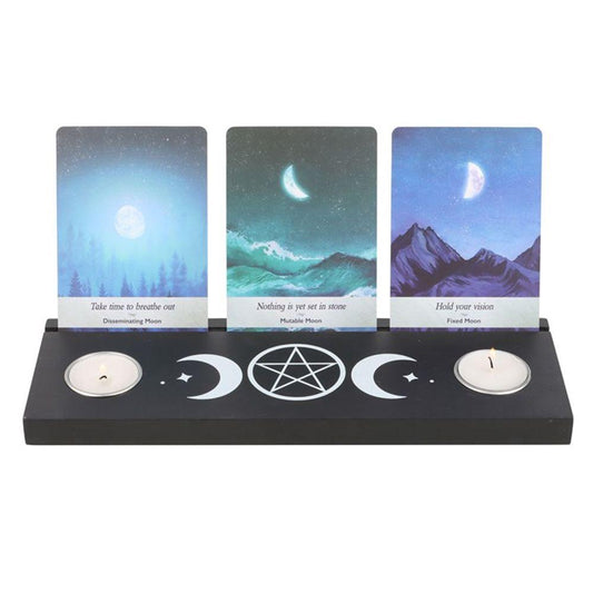 Black Triple Moon Card Stand Tealight Holder