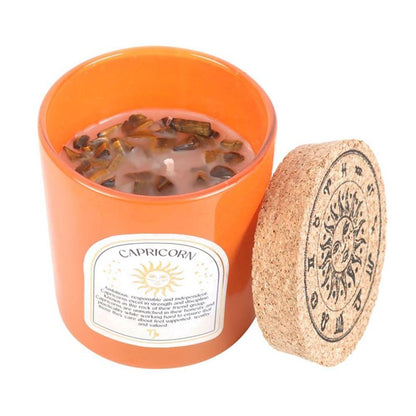Small Capricorn Sandalwood & Jasmine Gemstone Zodiac Candle
