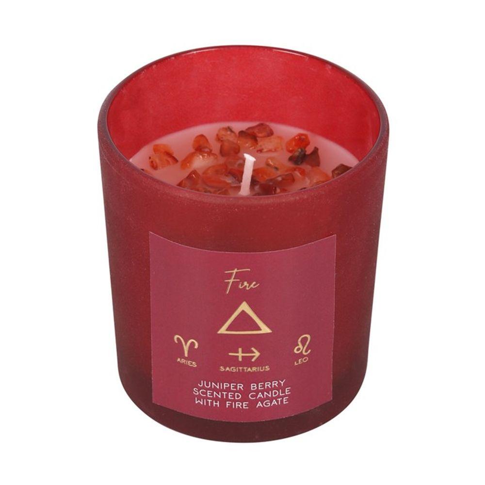 Small Fire Element Juniper Berry Crystal Chip Candle