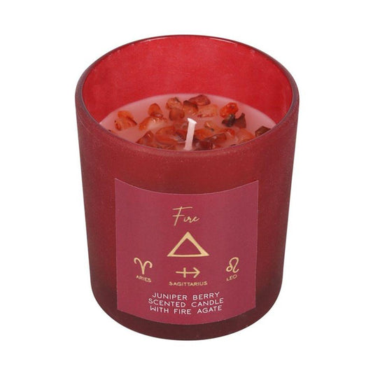 Small Fire Element Juniper Berry Crystal Chip Candle
