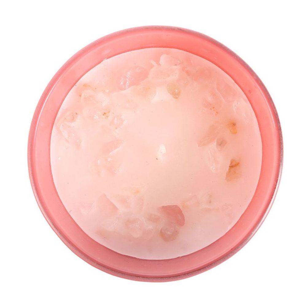 Sun Rose Quartz Crystal Chip Candle