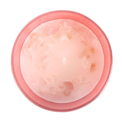 Sun Rose Quartz Crystal Chip Candle