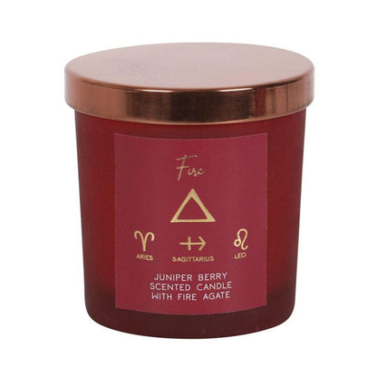 Small Fire Element Juniper Berry Crystal Chip Candle