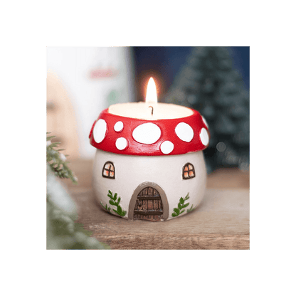 Mushroom House Resin Tealight Holder