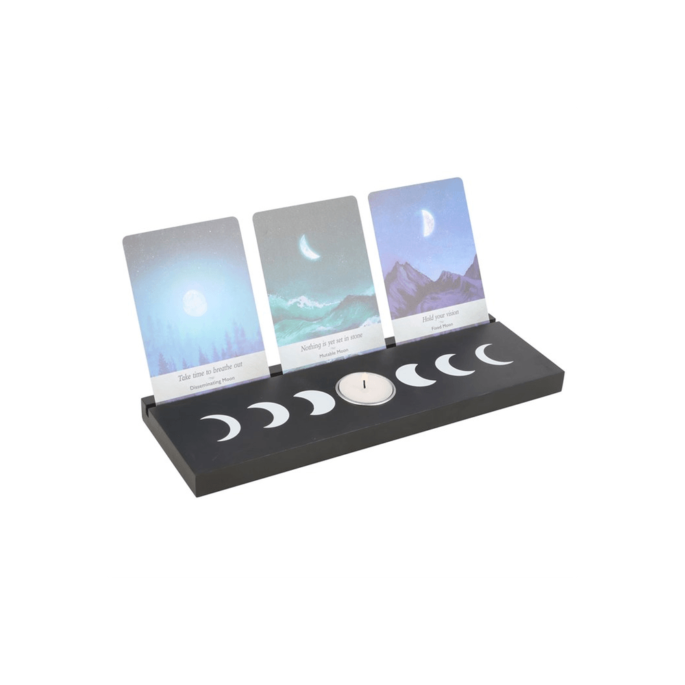 Black Moon Phase Card Stand Tealight Holder