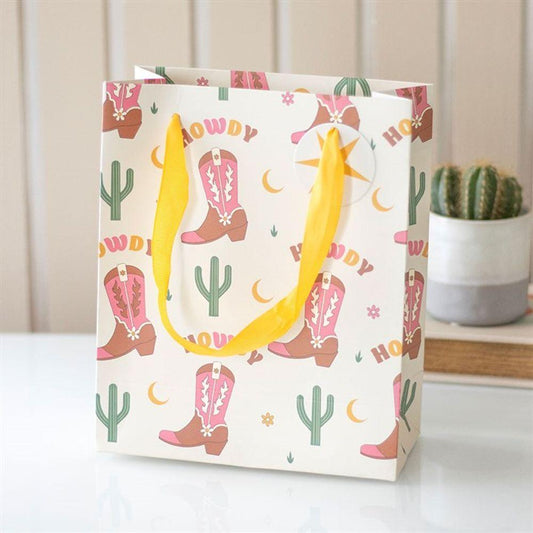 23cm Cowboy Boot Print Gift Bag