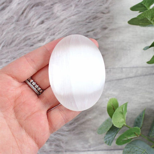 Selenite (Satin Spar) Palm Stone