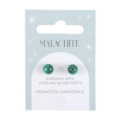 Malachite Semi Precious Crystal Earrings
