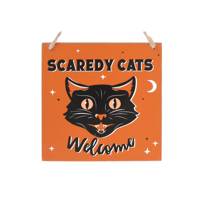 Scaredy Cats Welcome Hanging Sign