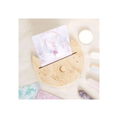 Natural Mystical Hands Crescent Moon Card Stand