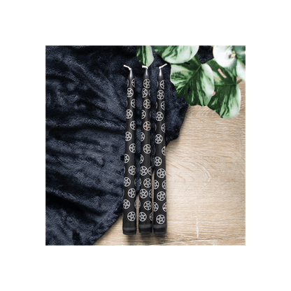 Set of 3 Black Magic Pentagram Taper Candles