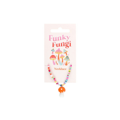 Orange Mushroom Beaded Pendant Necklace