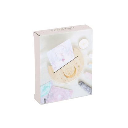 Natural Crystal Crescent Moon Card Stand