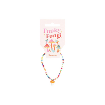 Orange Mushroom Beaded Charm Bracelet