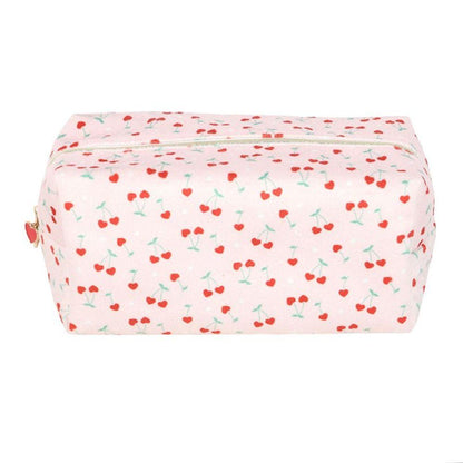 Heart Cherry Print Makeup Bag